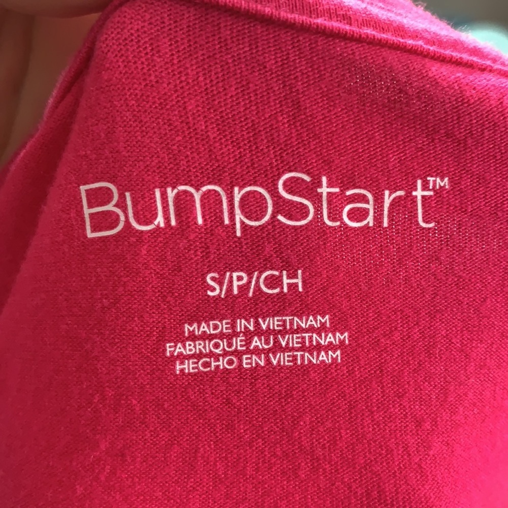Bumpstart Fuschia Hot Pink Long Sleeve Scoop Neck Ruched T Shirt - Picture 6 of 6